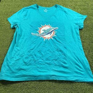 Miami Dolphins Womens V Neck Shirt XL Blue Fanatics NFL NWOt